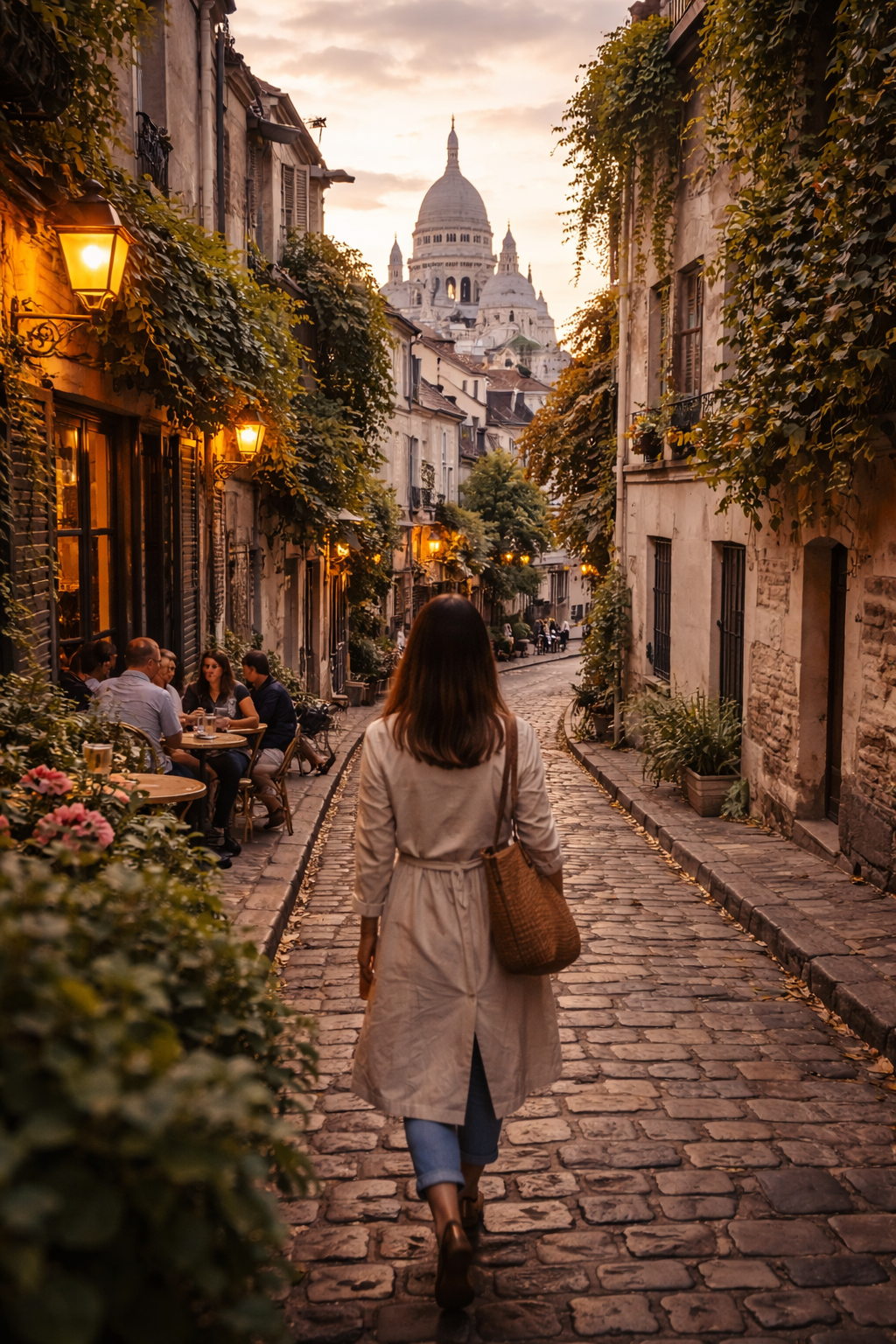 hidden Montmartre streets Paris sunset