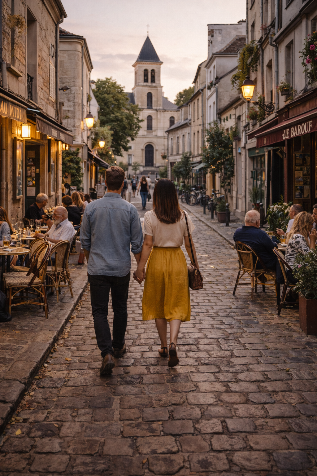 local street Paris Rue Saint Blaise cafes