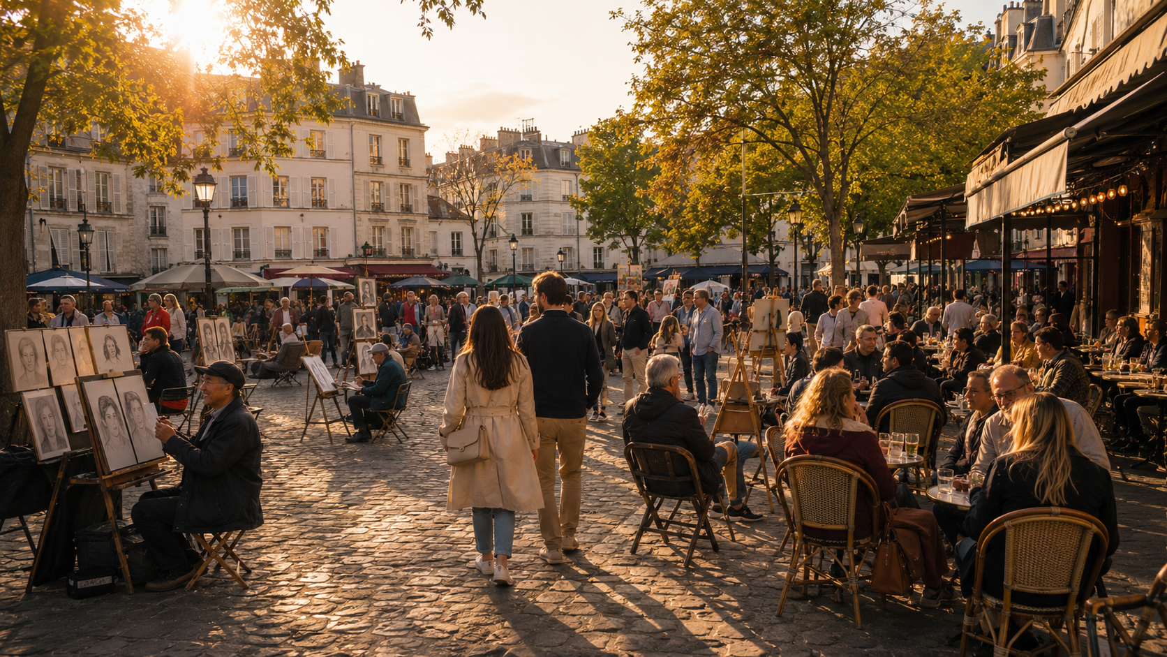 Place du Tertre artists in Montmartre
